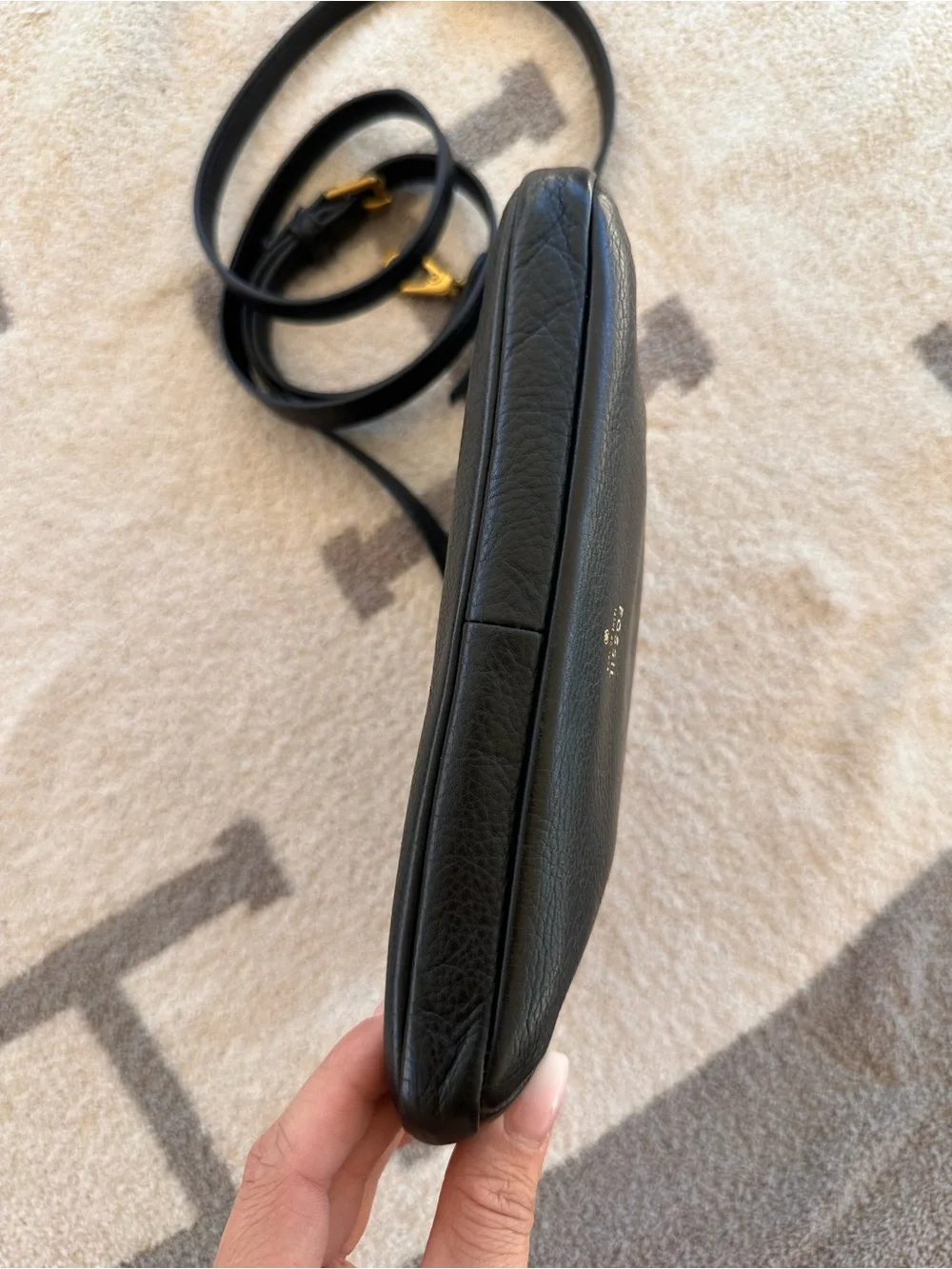 Fossil Black Leather Crossbody with Tassel and Gold Hardware